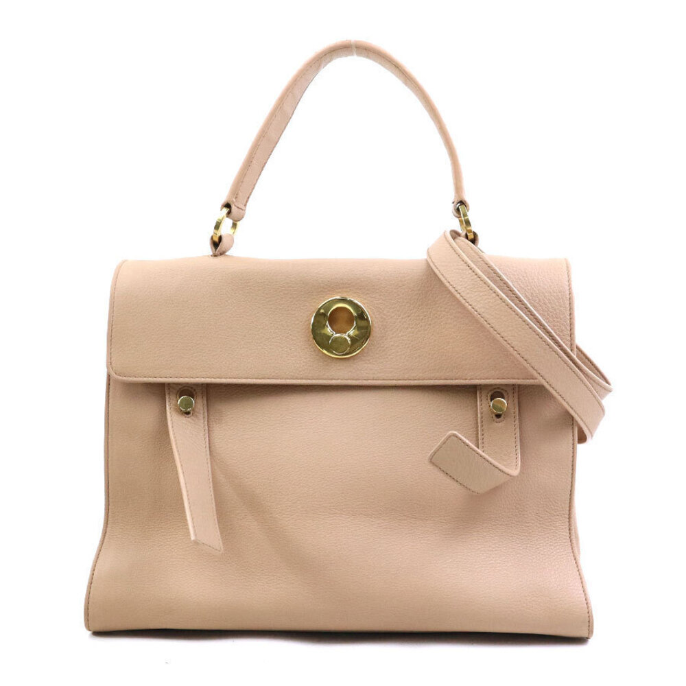 Saint Laurent Muse Two Leather 2way Shoulder Bag Pink Beige Cream